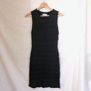 calvin klein // dark grey fringe fitted dress